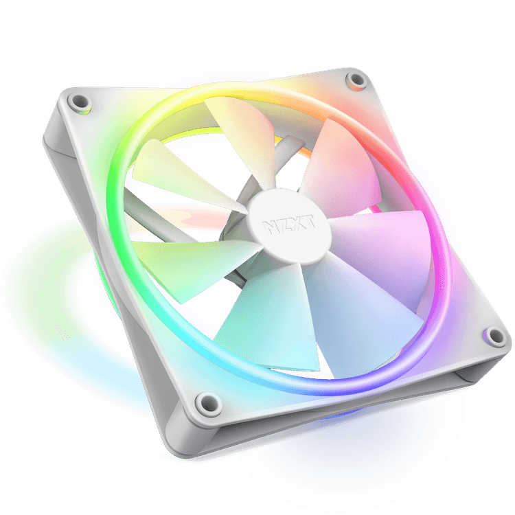 F140 RGB Duo Fan viewed from a front angle - White